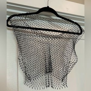 Rhinestone black mesh top